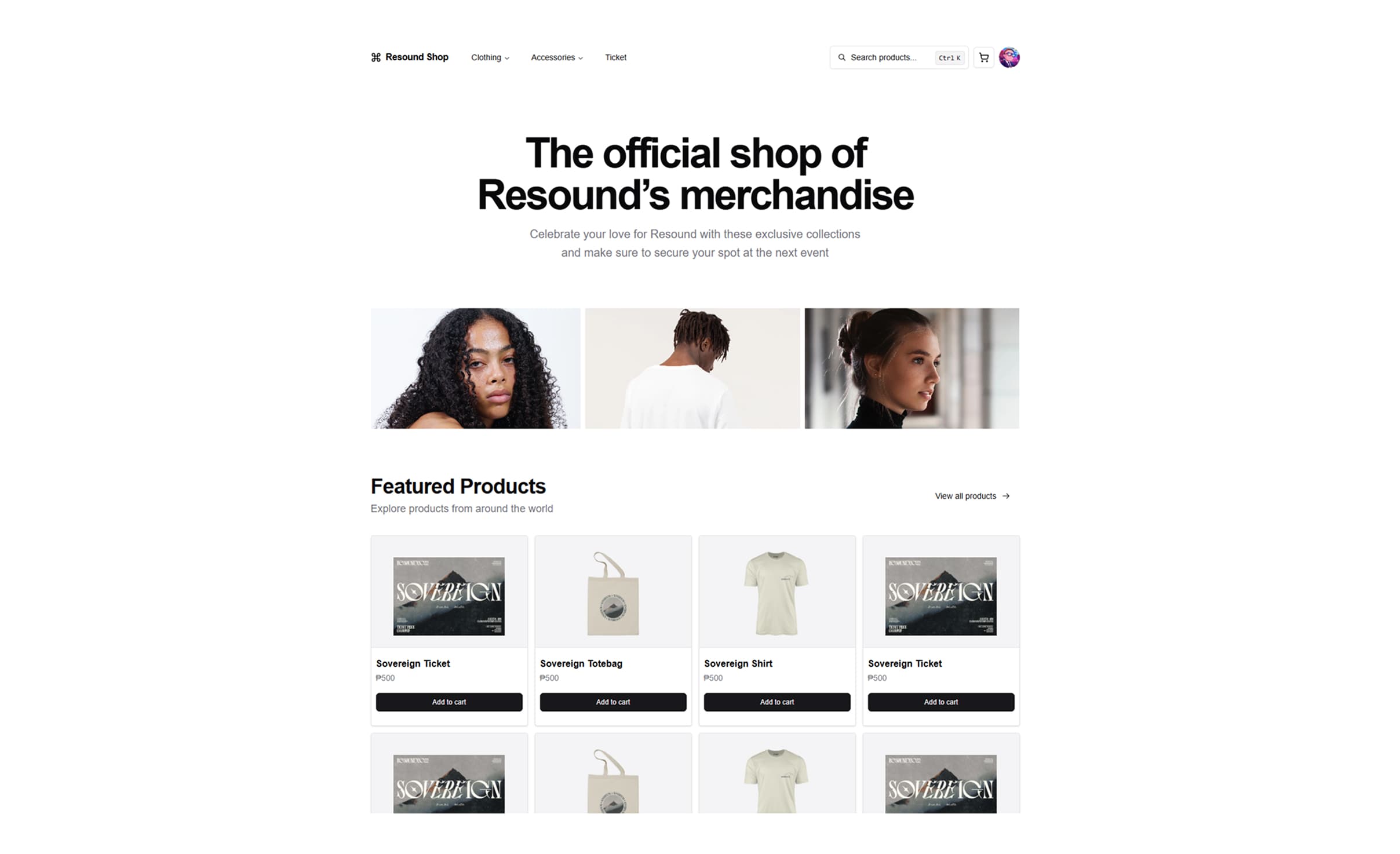 Homepage of Resound Shop
