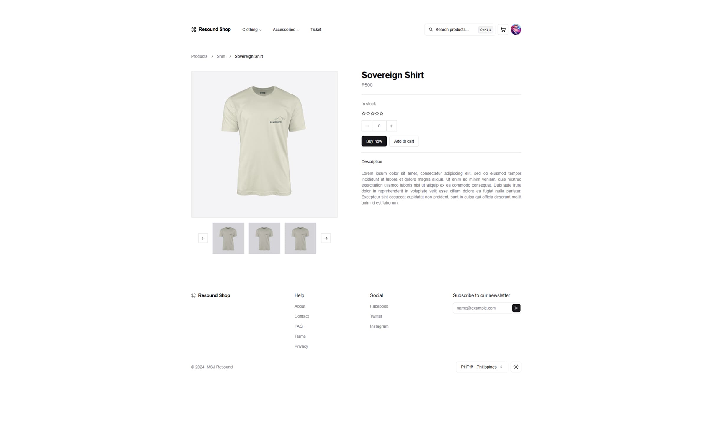 Product details of selected item